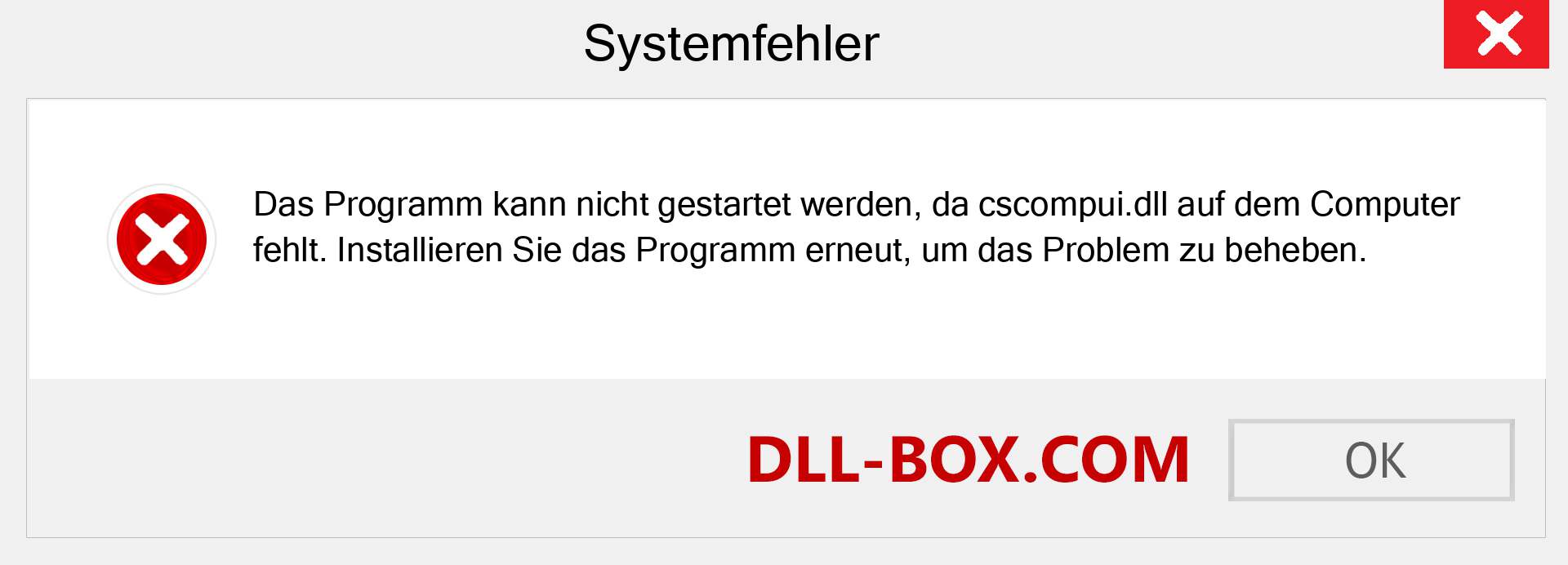 cscompui.dll-Datei fehlt?. Download für Windows 7, 8, 10 - Fix cscompui dll Missing Error unter Windows, Fotos, Bildern